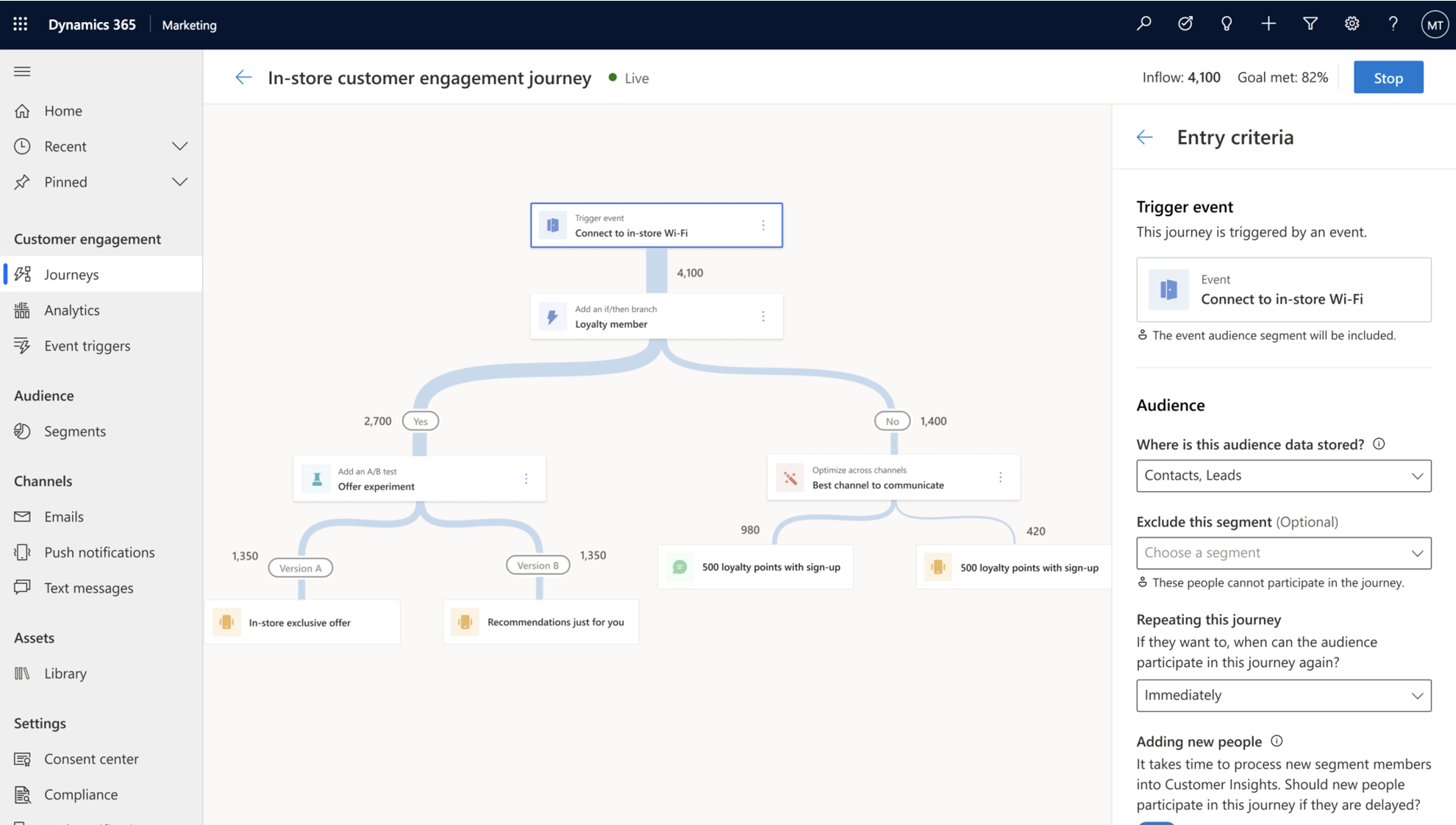 Dynamics 365 Customer Insights - Journeys Screen