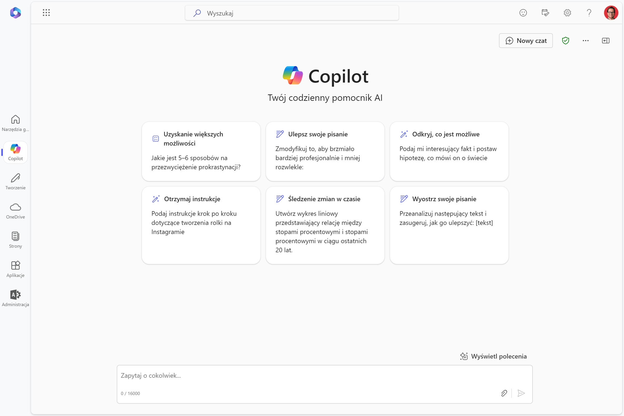 Microsoft 365 Copilot Chat Screen