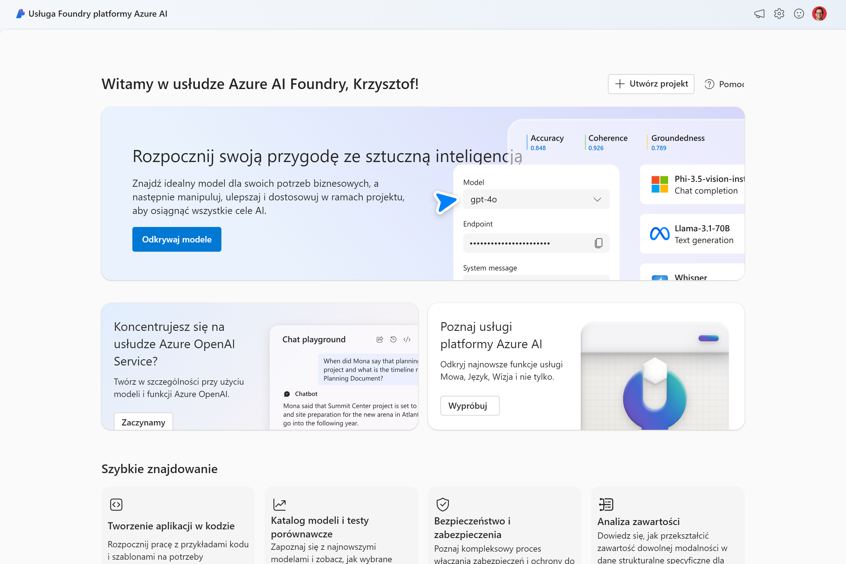 Microsoft Azure AI Foundry Screen